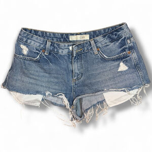 Women's Topshop Petite Blue Distressed Jean Shorts Size 4